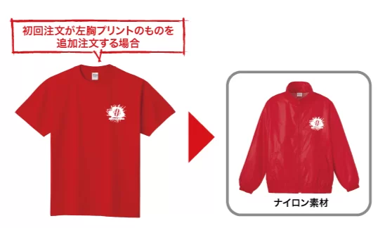 Tシャツからナイロン素材へ変更する例